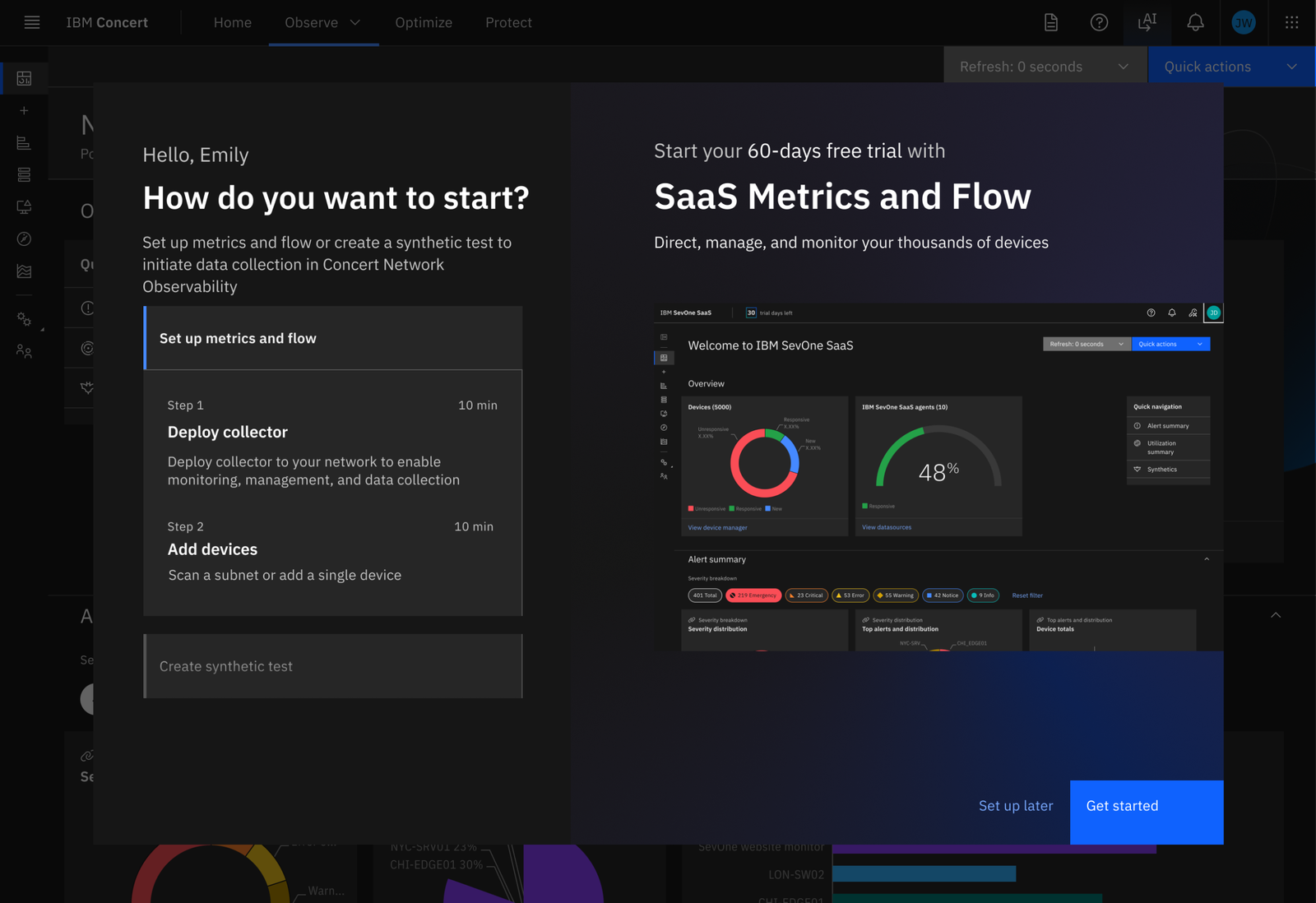 IBM SevOne Onboarding flow